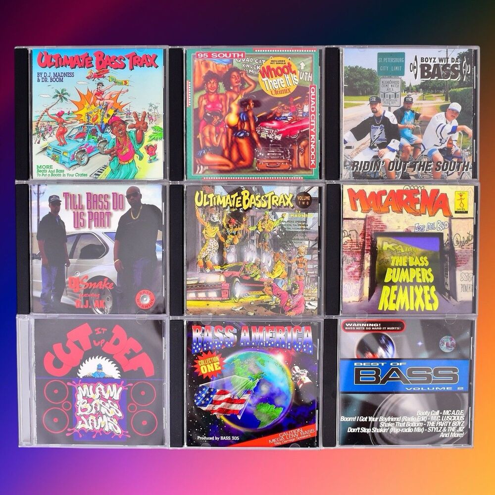 Rare 24 Bass Music Miami Bass CD's Lot Bundle Mekanik Boys Bottom Quad Majic